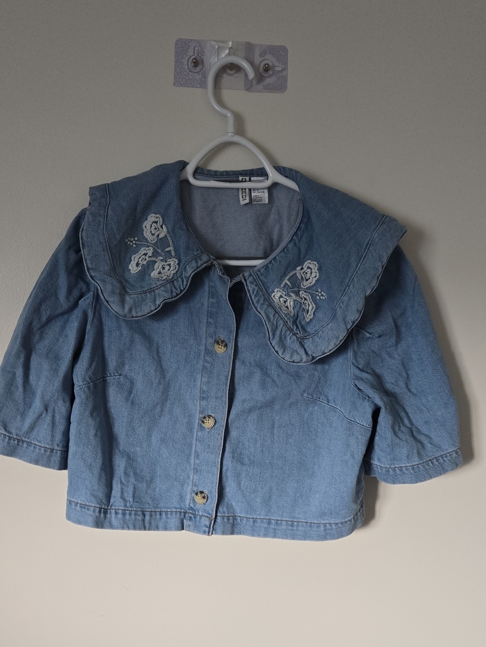 H&M Peter Pan Collared Denim Blouse.